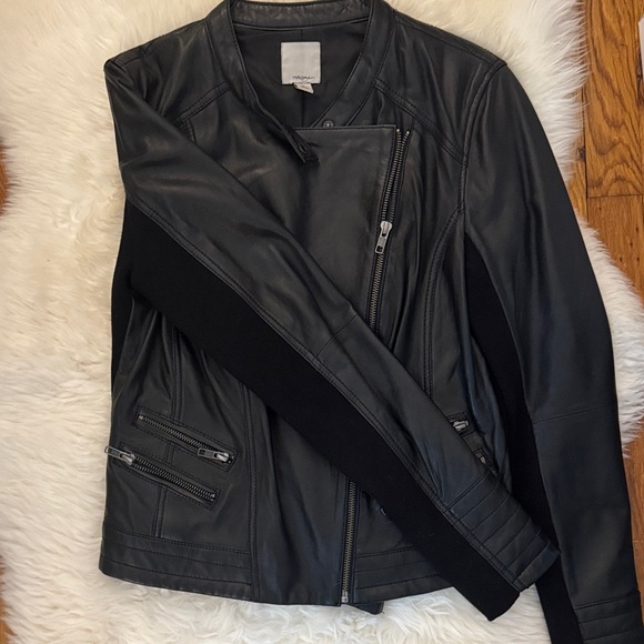 Halogen Black Leather Jacket with Zipper Details - Picture 5 of 5